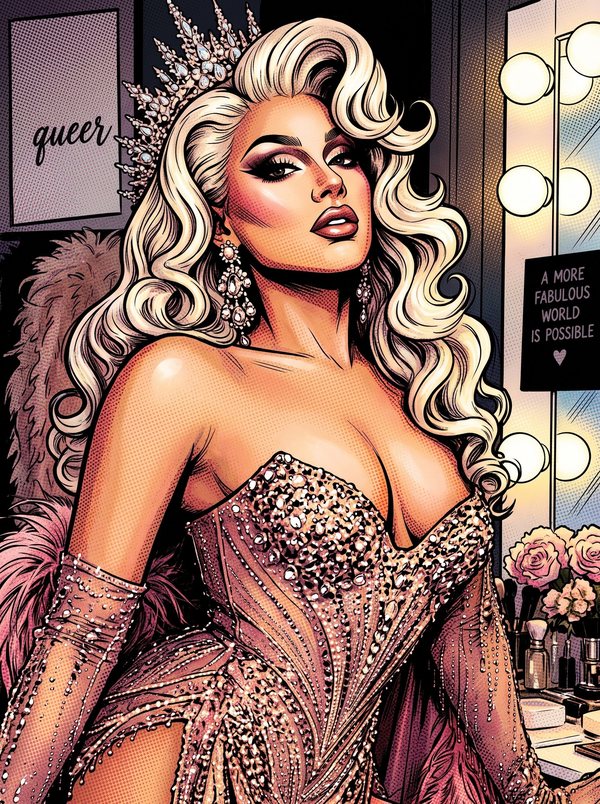 The same photo redrawn as a comic book illustration